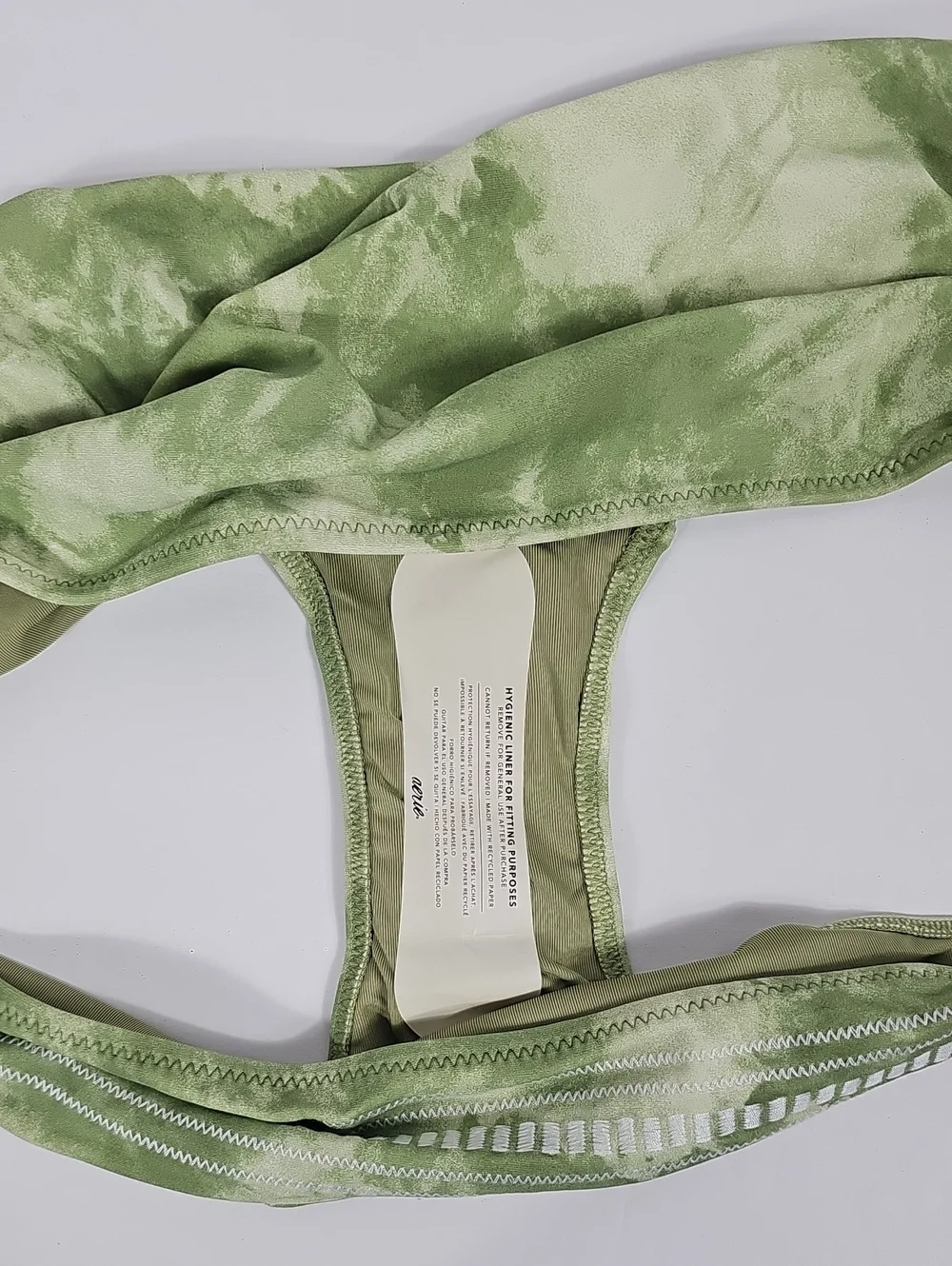NWT Aerie Green Tie Dye Daisy Embroidered Bikini Bottom Size L Swim Boho Earthy